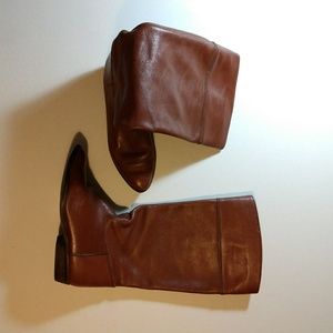 Size 7 Camel Leather Brown Flat Tall Boots